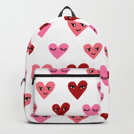 Heart love valentines day gifts hearts with faces cute valentine red and pink Backpack | Red, Faces, Drawing, Heart, Pink, Curated, Cute, Valentine, Love, Hearts 