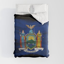 New York state flag brush stroke, New York flag background Duvet Cover