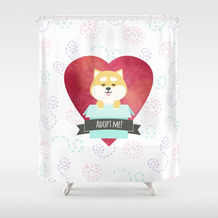 Pop Up Shiba Inu From The Box Shower Curtain By Vanillatwirls
