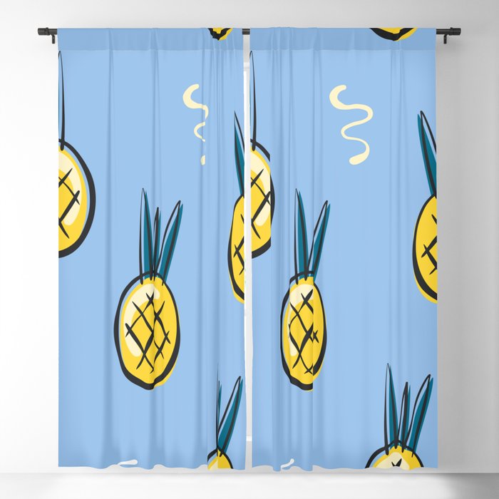 Vintage seamless pattern with pineapples Blackout Curtain
