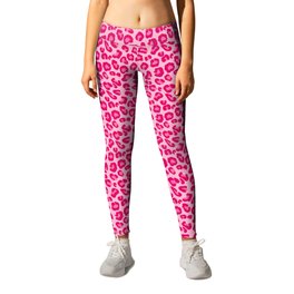 Leopard Print in Pastel Pink, Hot Pink and Fuchsia Leggings