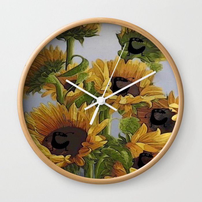 Monsters & Sunflowers Wall Clock
