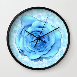 Rose blossom on a soft background in light blue Wall Clock
