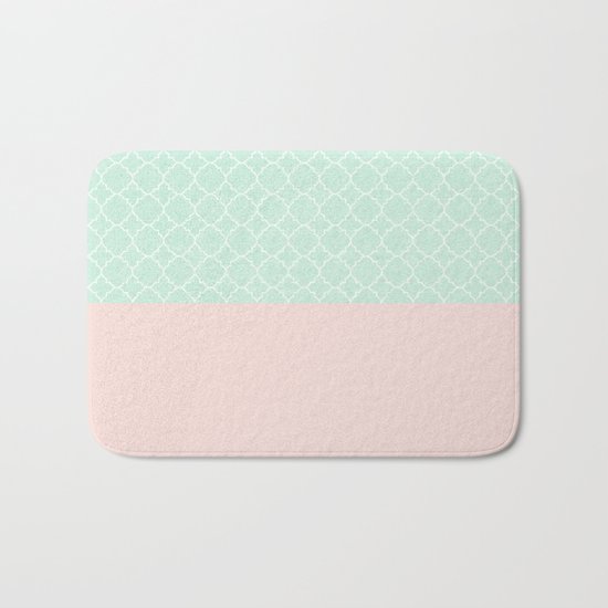 Vintage Blue, Classic Pink Bath Mat