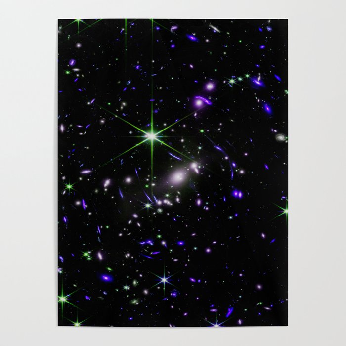 Galaxies of the Universe indigo blue green Poster