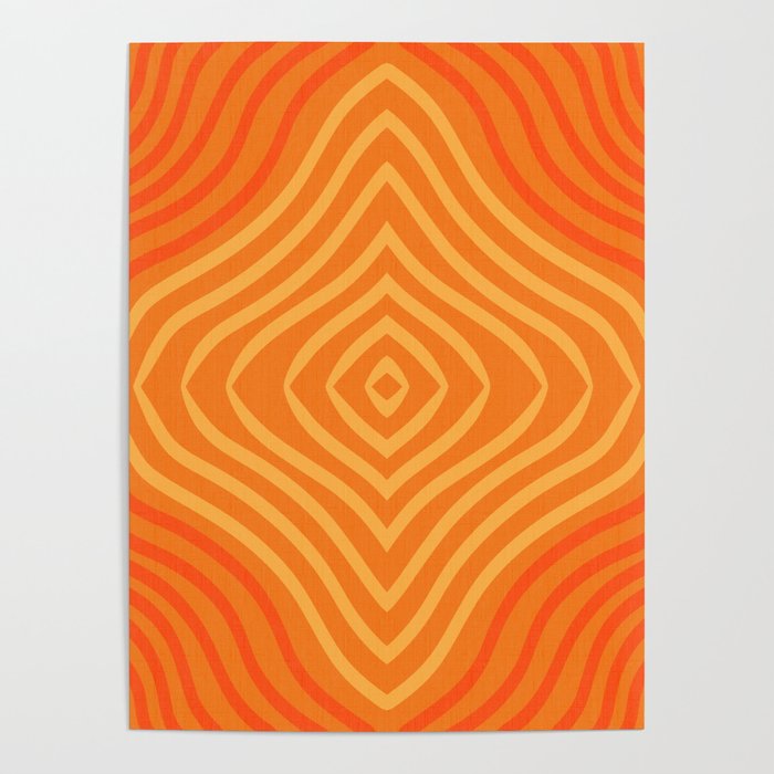 Summer Waves Tangerine Orange Diamond Poster