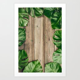 Tropical leaves Monstera. Art Print | Minimalism, Trendblog, Lifestyle, Flatlay, Borderframe, Monstera, Photo, Spa, Leaf, Green 
