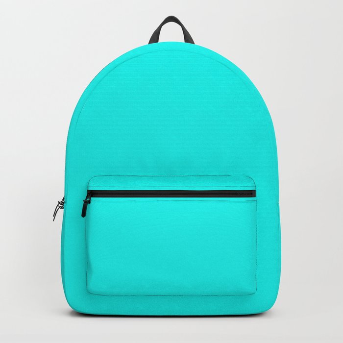 FLUORESCENT BLUE SOLID COLOR. PLain Glowing Turquoise Pattern  Backpack