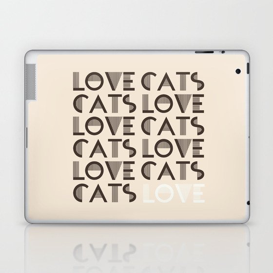 Love Cats - Linen & Brown neutral colors  modern abstract illustration   Laptop & iPad Skin