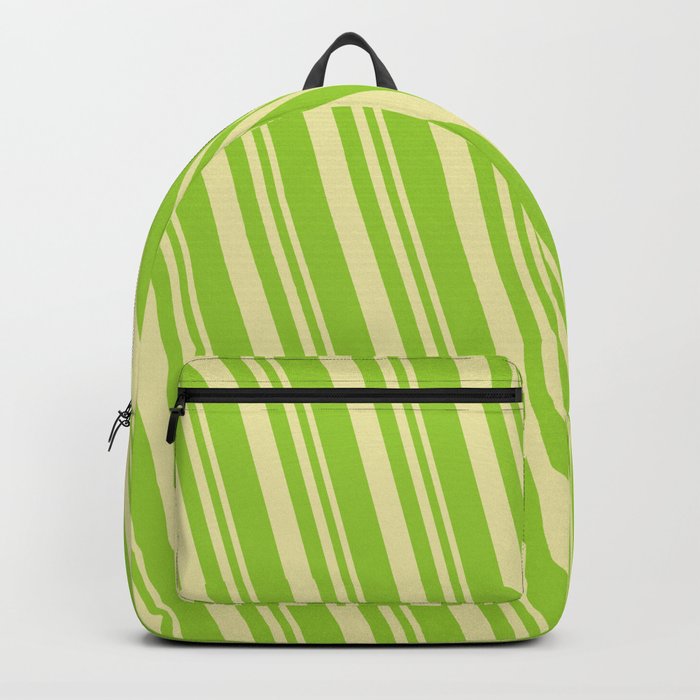 Pale Goldenrod & Green Colored Lines Pattern Backpack