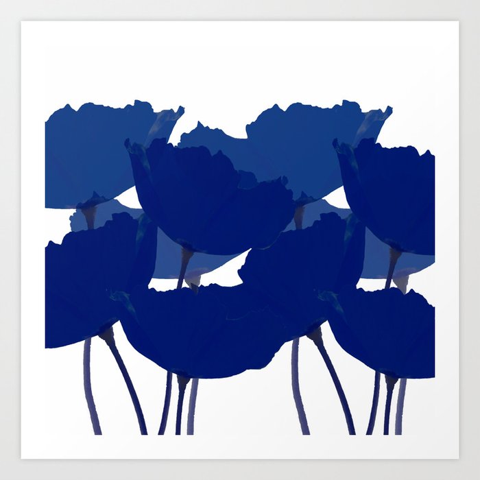 Blue Poppy Flowers on White Background #decor #society6 #buyart Art Print