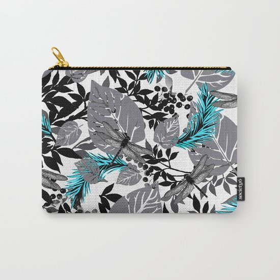 PALM LEAF DRAGONFLY BLUE FERN TOILE Carry-All Pouch