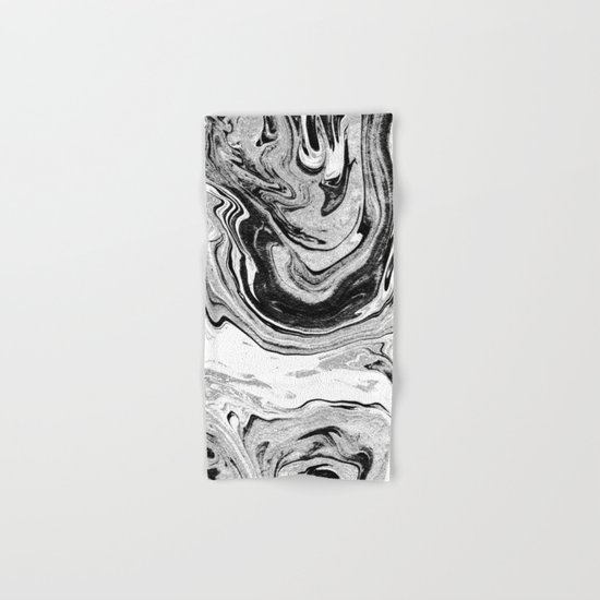Masuki - black and white minimal spilled ink marbled paper marble texture marbling marble painting Hand & Bath Towel