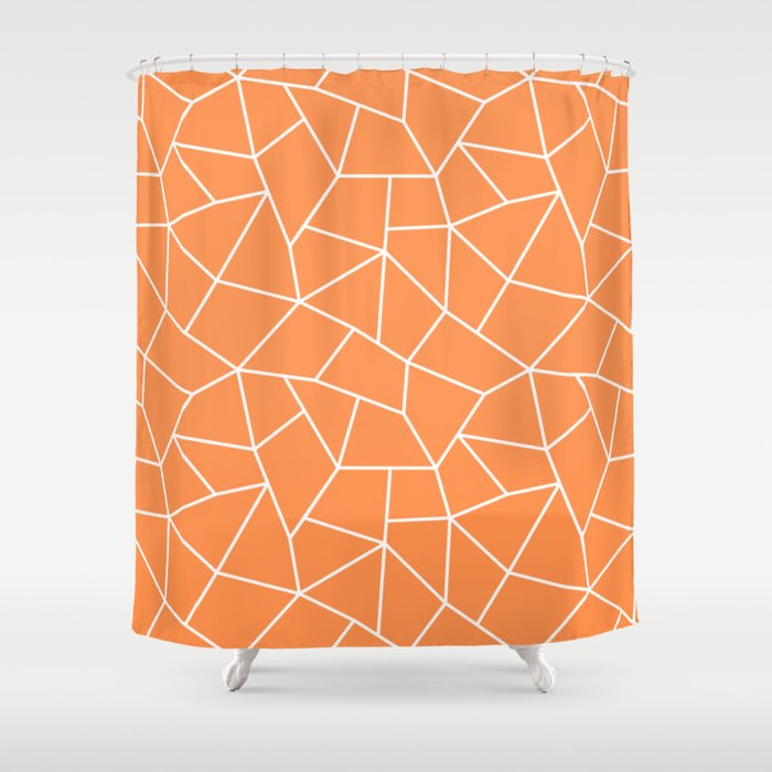 Mosaic Art Tile Orange Shower Curtain