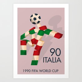Vintage World Cup poster, Ciao, Italia 90 mascot, old football print Art Print