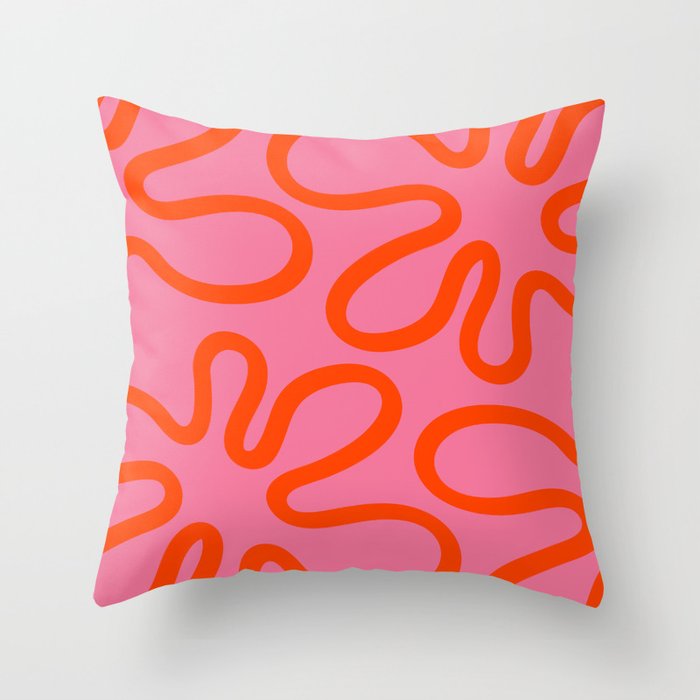 Abstract Minimal Floral - Pink & Red Throw Pillow