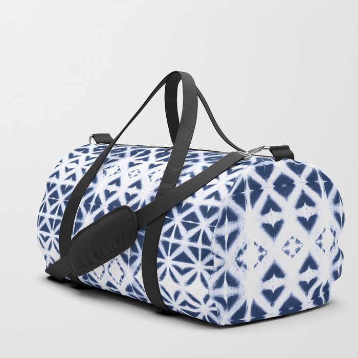 Moroccan design white and indigo blue Duffle Bag