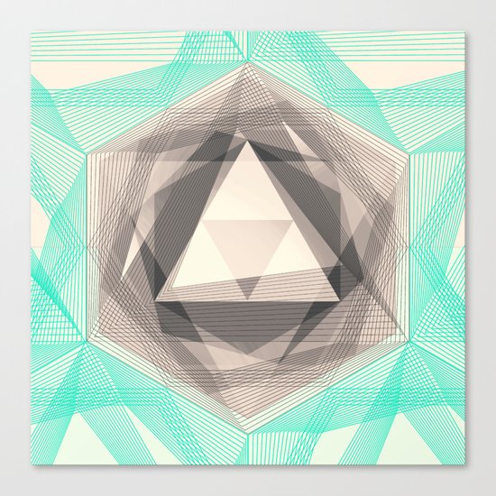 Jewel Lines 2 - Jade & Charcoal Canvas Print