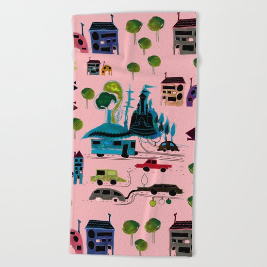 CityView pink Beach Towel
