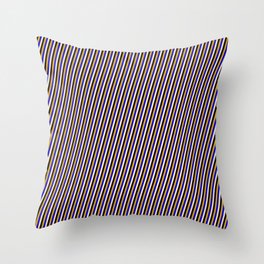 [ Thumbnail: Bisque, Black, Goldenrod, and Blue Colored Pattern of Stripes Throw Pillow ]