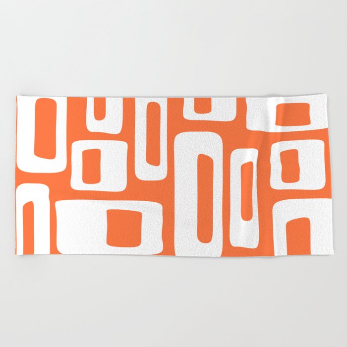 Retro Mid Century Modern Abstract Pattern 335 Orange Beach Towel