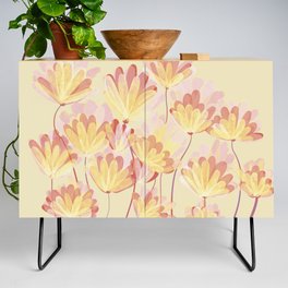 Yellow Painterly Flowers  Credenza