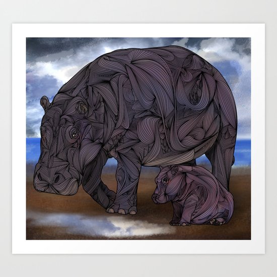 Hippos Art Print