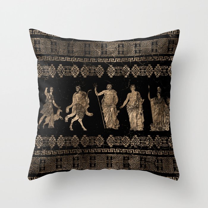 Greek Deities and Meander key ornament Throw Pillow