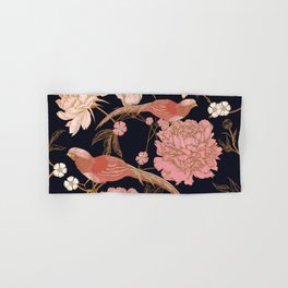 Two Pretty Birds | Chinese Oriental Design | Pink Floral Wildlife |  Hand & Bath Towel