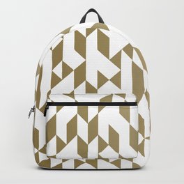 Abstract Geometric Pattern White and Gold Backpack