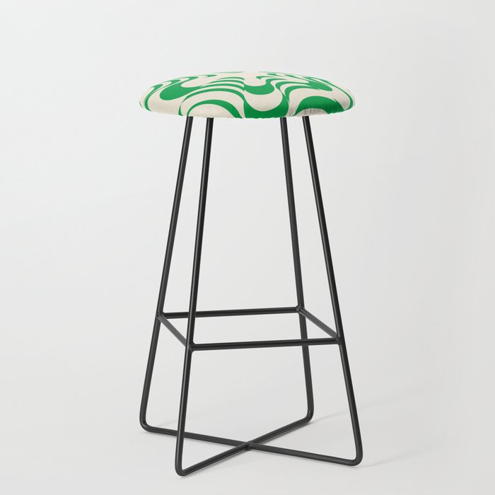 Abstract Groovy Retro Liquid Swirl in Green Pattern Bar Stool