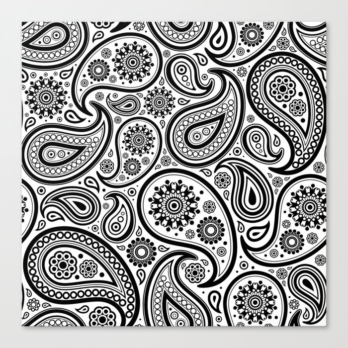 Black and white paisley pattern Canvas Print by ArtOnWear | Society6