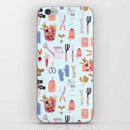 Hand Painted Pink Lilac Coral Green Vegetables Gardening Tools iPhone Skin