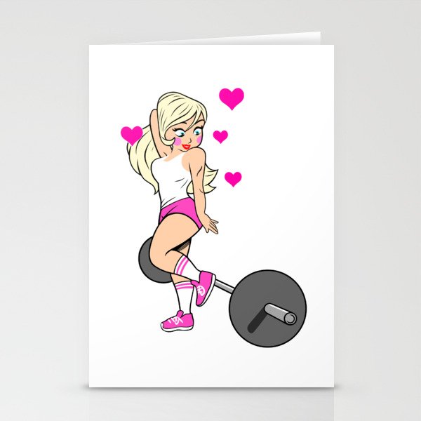 Barbell Girl Love Stationery Cards