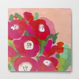 Red Pink Abstract Minimal Floral Metal Print
