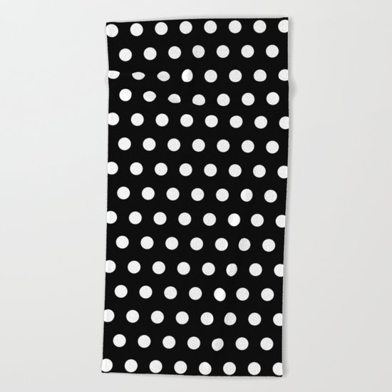 Black White Polka Dots Beach Towel