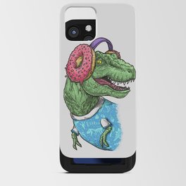 T-rex with headphones iPhone Card Case