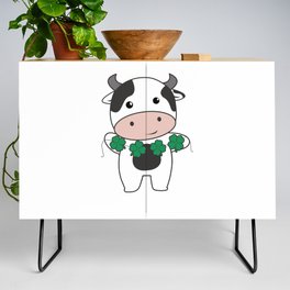 Cow With Shamrocks Cute Animals For Luck Credenza