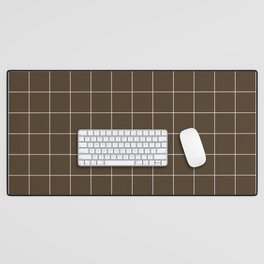 Windowpane Check Grid (white/brown) Desk Mat