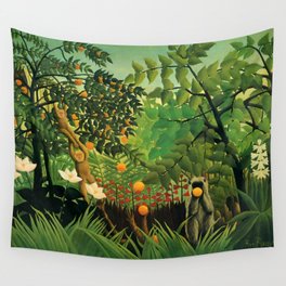 Henri Rousseau "Monkeys in the jungle - Exotic landscape" Wall Tapestry