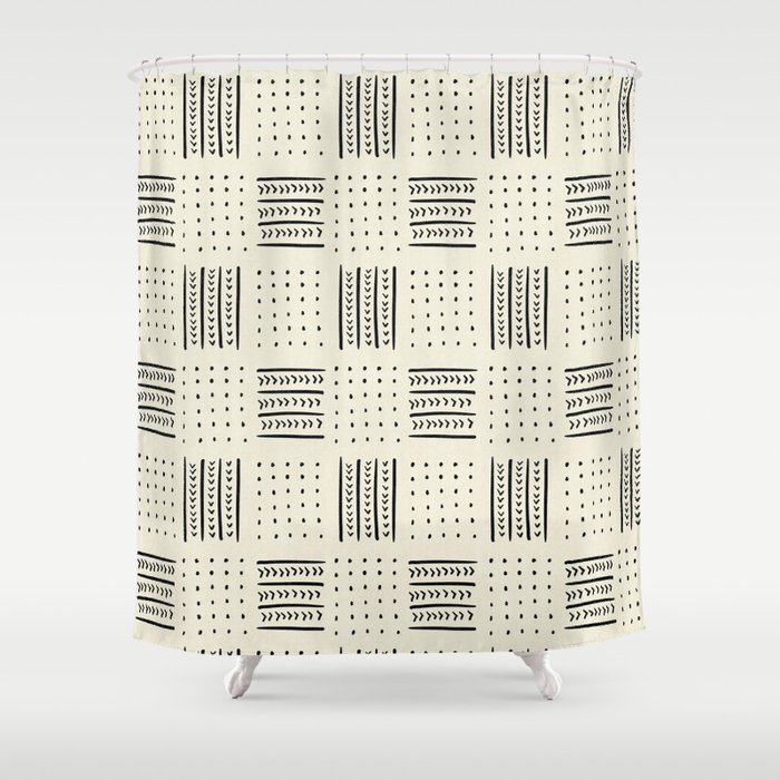 Mud Cloth In Cream Shower Curtain By Beckybailey1 Society6 Mud Cloth In Cream Shower Curtain