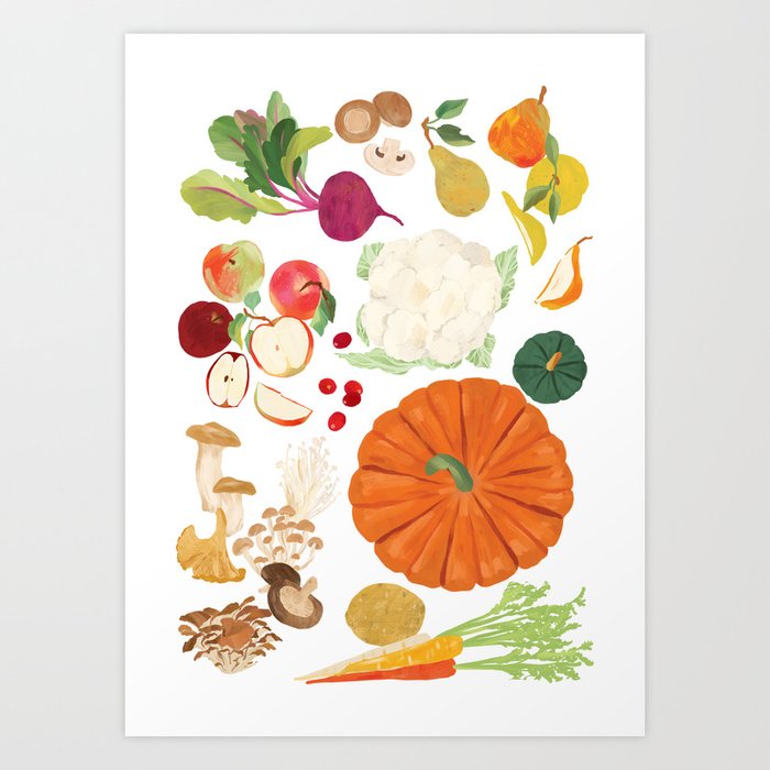 Autumn Fruits & Vegetables Art Print