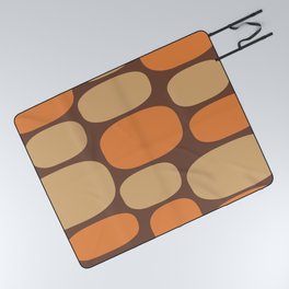 Modernist Spots 261 Brown Orange and Tan Picnic Blanket