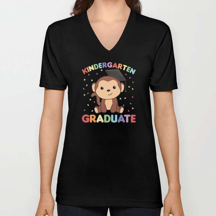 Kindergarten Graduate Monkey Graduation V Neck T Shirt
