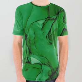 Deep Green Abstract: Original Alcohol Ink Painting All Over Graphic Tee