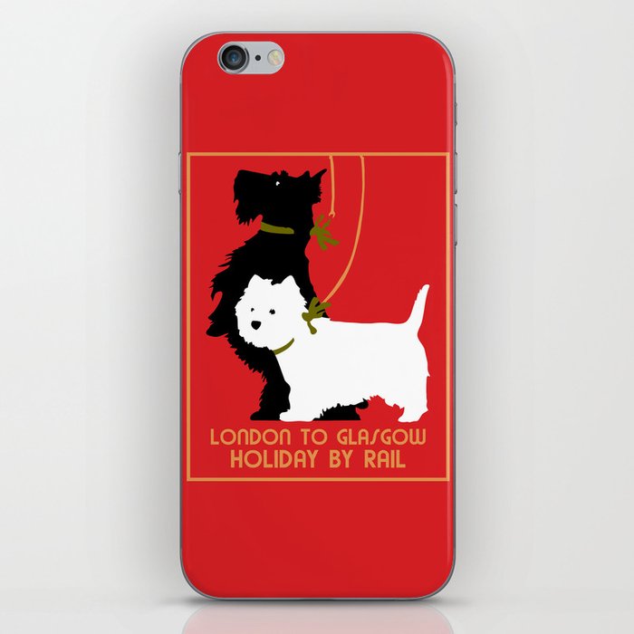 Retro London and Glasgow by train, dogs terriers iPhone Skin