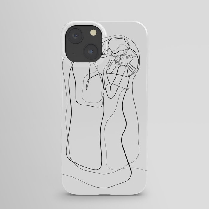 The Kiss by Gustav Klimt - minimal one line drawing iPhone Case