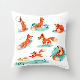 Foxy Poses Throw Pillow