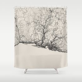 Genoa, Italy. Black and White City Map. Aesthetic Shower Curtain