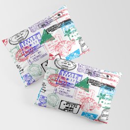 Series Of World Travel Passport Stamps Pillow Sham